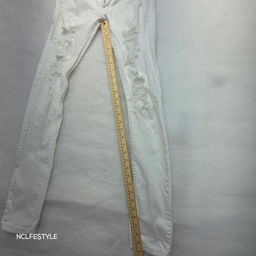 Machine Jeans Womens White Distressed Skinny Denim Ripped Low Rise Pants 27x30 - Picture 5 of 11